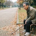 ベンチに座る男性