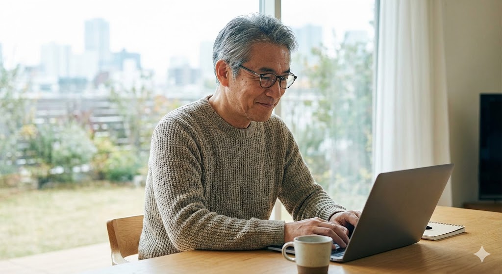 パソコンを使うシニア男性