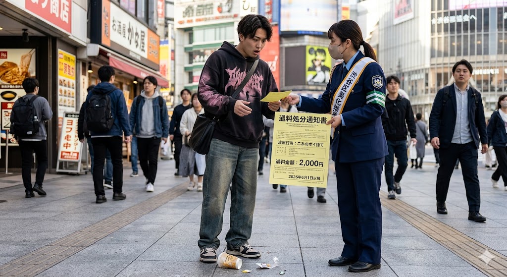 渋谷ポイ捨てへの過料（2,000円）についてのイメージ